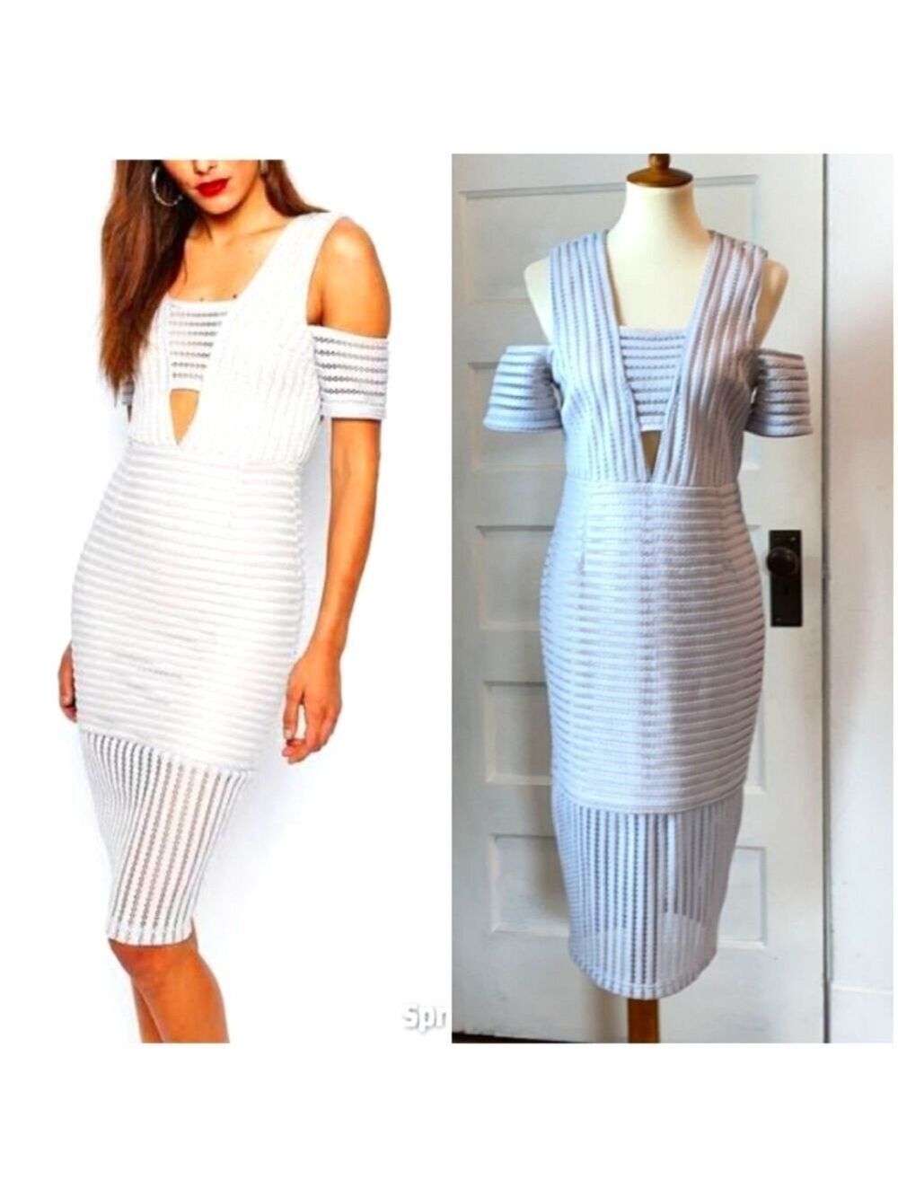 Missguided Gray Cold Shoulder Dress, Size 14